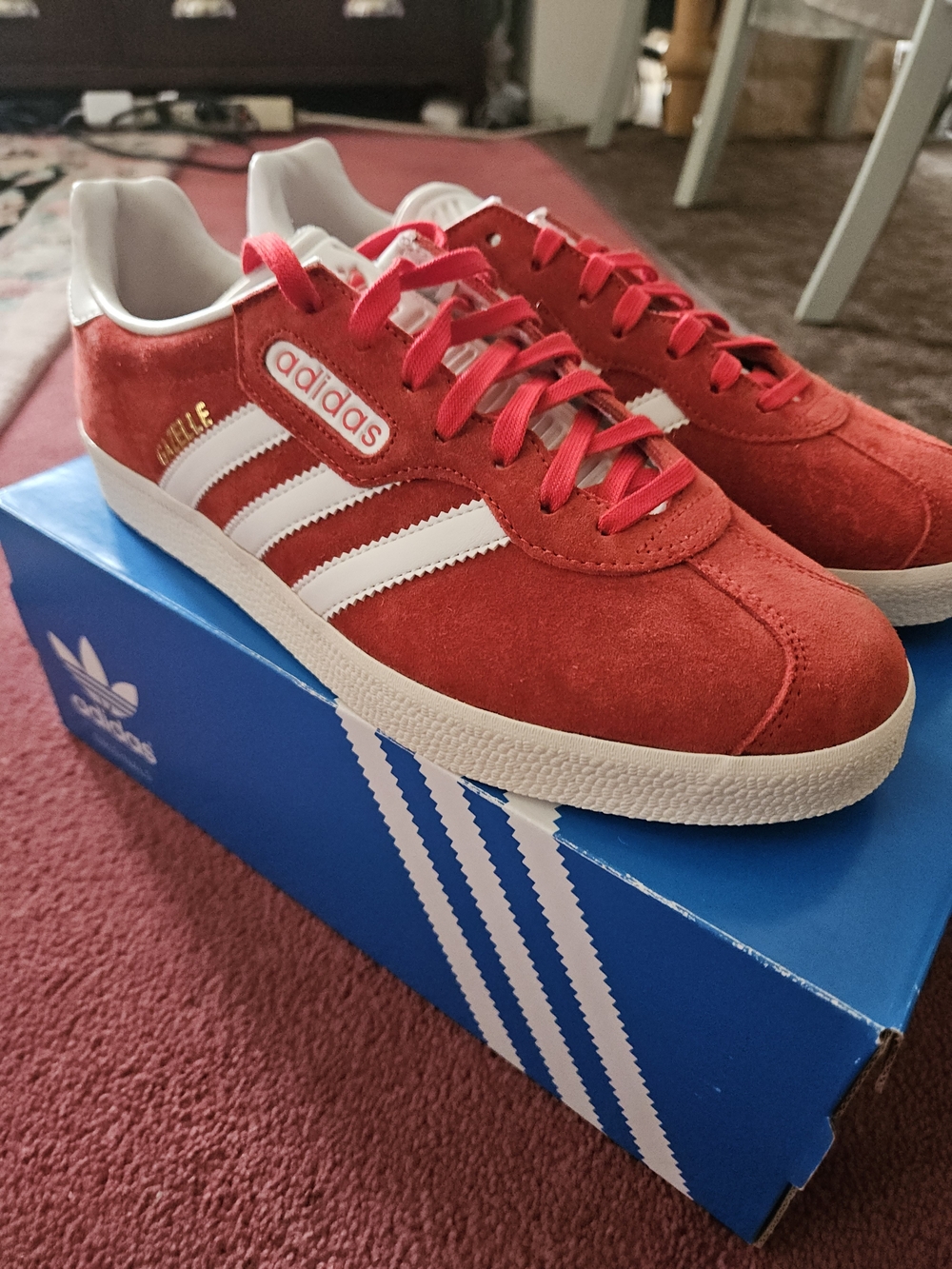 Adidas Gazelle Suede Sneakers in Red and White